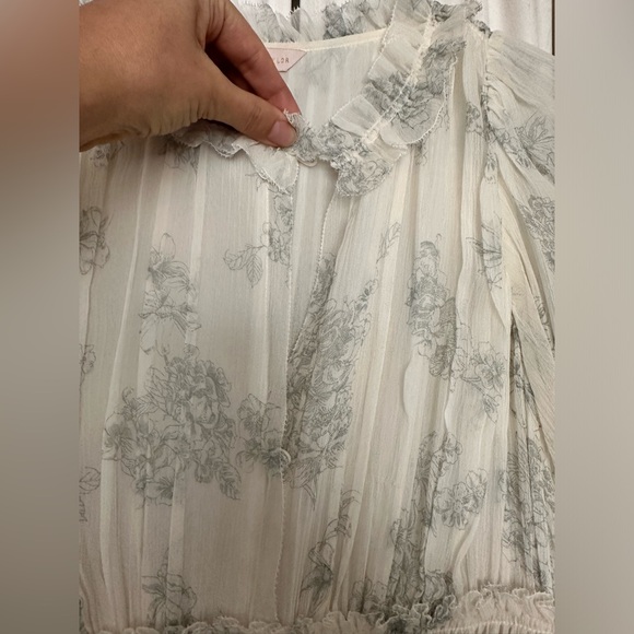 Rebecca Taylor, 100% Pure Silk, Cream and Baby Blue, Size 2 - Picture 7 of 14